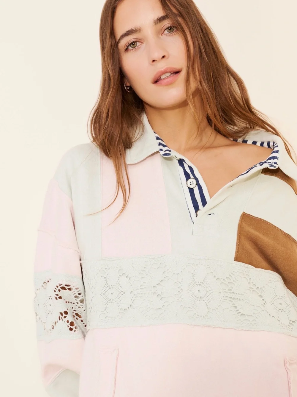 Free People We The Free American Dream Polo in Mint Combo S - Picture 3 of 9